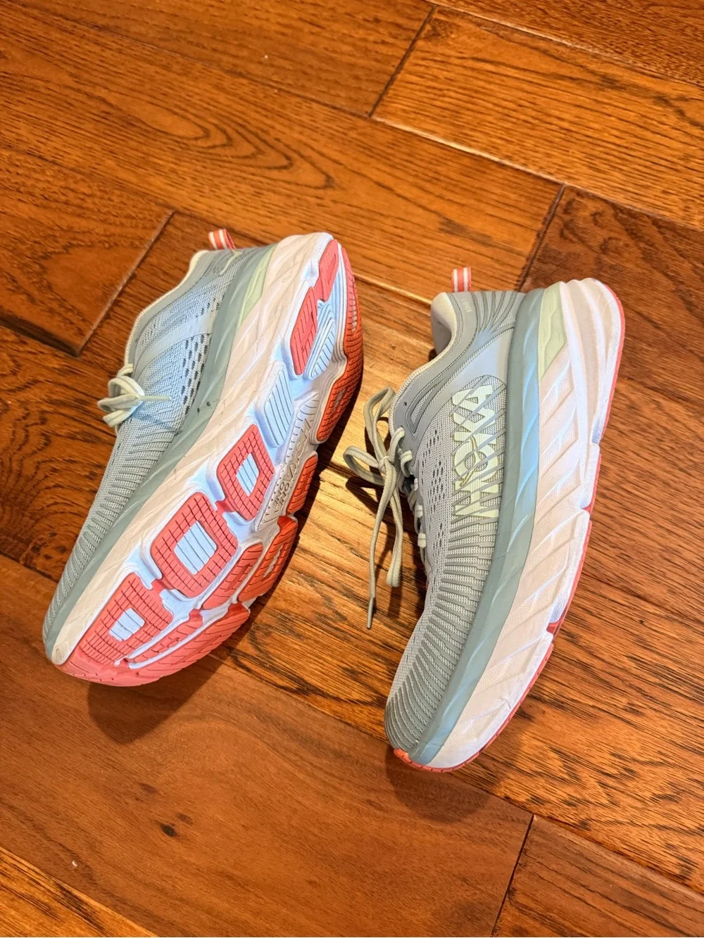 Hoka One One Bondi 7 Blue and Coral Running Shoes - Picture 5 of 13